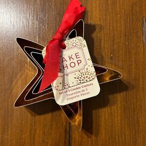 NWT Set of 3 Bake Shop Mixed Metal Star Cookie Cutters